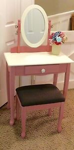 SALE Beautiful refinished princess vanity/stool