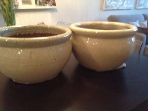 Two ceramic plant pots