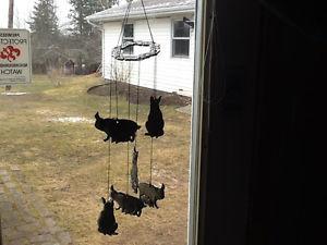 Two sets of pewter wind chimes
