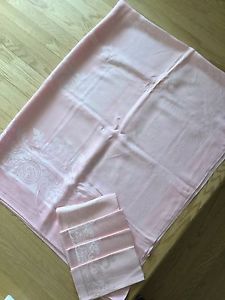 Vintage Pink Tablecloth & 4 Matching Napkins