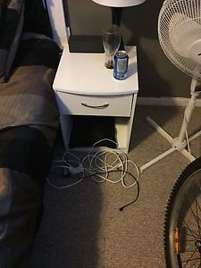 White bedside table