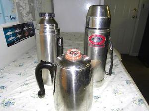 1 stainless coffee pot & 2 stainless thermoses