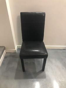 2 black leather dining chairs