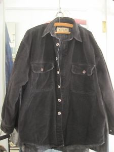 Black Corduroy Throw Jacket with Quilted Lining - Size Large