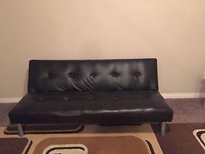 Black leather sofa/bed