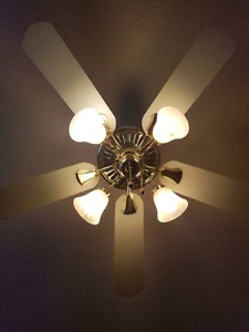 Ceiling fan for sale gold and white