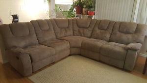 Faux Suade Sectional reclining couch