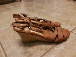 Good condition leather upper wedge sandals