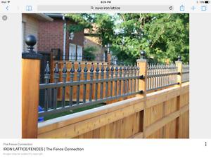 Iron decorative lattice fence rails