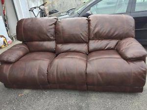 Leather Couch With Two Recliners