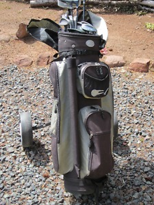 Men's Mizuno golf clubs, bag, pullcart & shoes