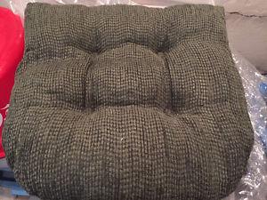New cushion for chair. Green colour. Great for wicker