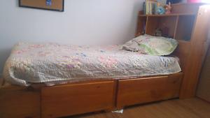 Pine captain's bed single size