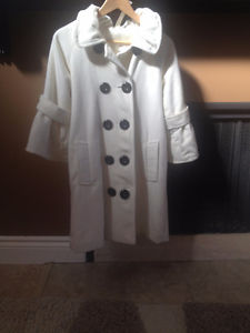 Plush 3/4 sleeve cream colored pea coat; size S; $35