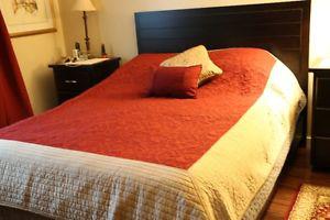 Queen size coverlet/ bedspread new with two through cussions