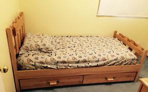 Solid wood single bed