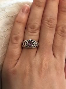 Sterling silver ring with purple stone