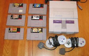 Super Nintendo with 6 games