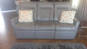 WALL HUGGER LEATHER COUCH WITH RECLINERS