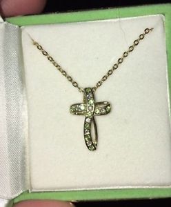 Wanted: 18k Gold and Australian Crystal Cross Necklace