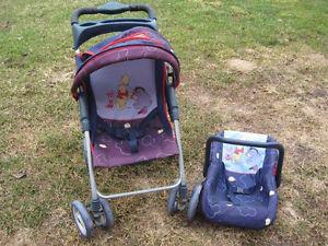 Winnie the pooh Doll stroller and carrier set