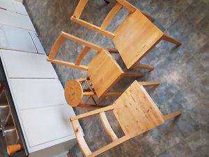 3 wooden chairs and wooden stool - free