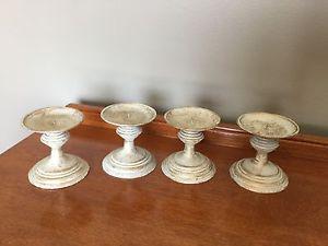 4 Gold & Cream Metal Candle Holders