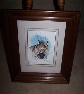 "BOBCAT" PRINT SIGNED AND DATED ,FRAMED.BY RANDY FEHR