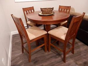 Bar type cherry dinning table with 4 chairs