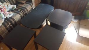 Black Coffee Table with Three End Tables