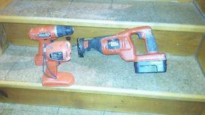 Black & Decker18 volt reciporcating saw, drill, flashlight,