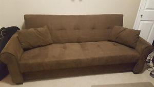 Brown microsuede futon