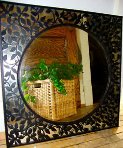 Cast Iron decorative leaf mirror