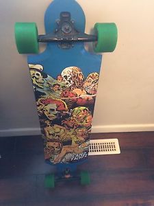 Custom longboard with slide gloves