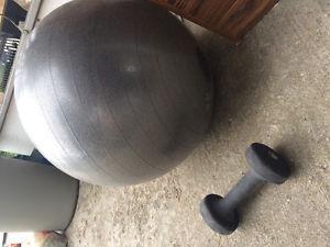 Exercise ball & 10lb weight