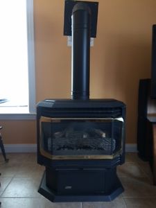 Free-standing propane gas fireplace