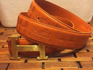 GOLD and orange men's designer belt