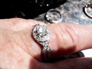 Glacier Fire engagement ring with matching wedding band