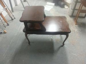 High Back Antique End Table