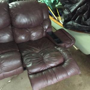 High End Leather Couch with two lazy boy style seats