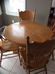 Oak table with two chairs