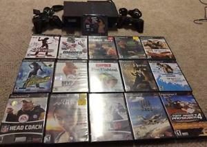 Playstation 2 With 2 Controllers and 16 Games!