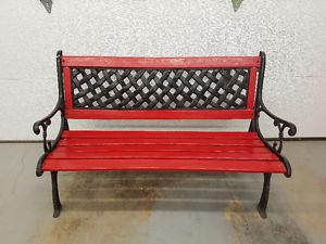 Refinished Solid Wood & Cast Iron Bench