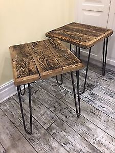 Set of reclaimed wood side tables