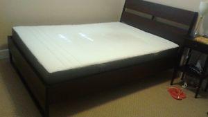 TRYSIL Bed frame, dark brownMORGEDAL Foam mattress, medium