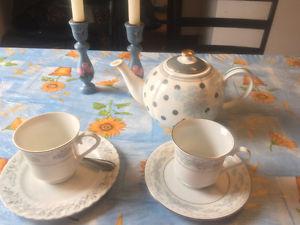 Tea pot and cups-candlesticks and Vase for free