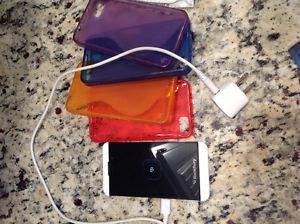 White blackberry z10 with charger and extra cases
