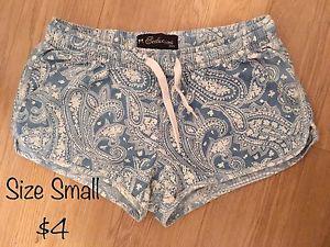 Women's blue paisley shorts