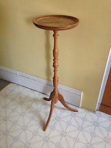 Wooden Pedestal Plant Stand, 12" Dia, 35.5" Tall