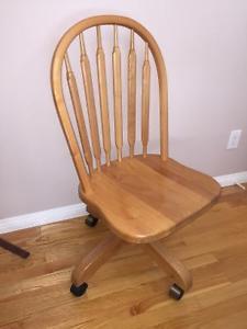 Wooden desk chair with wheels
